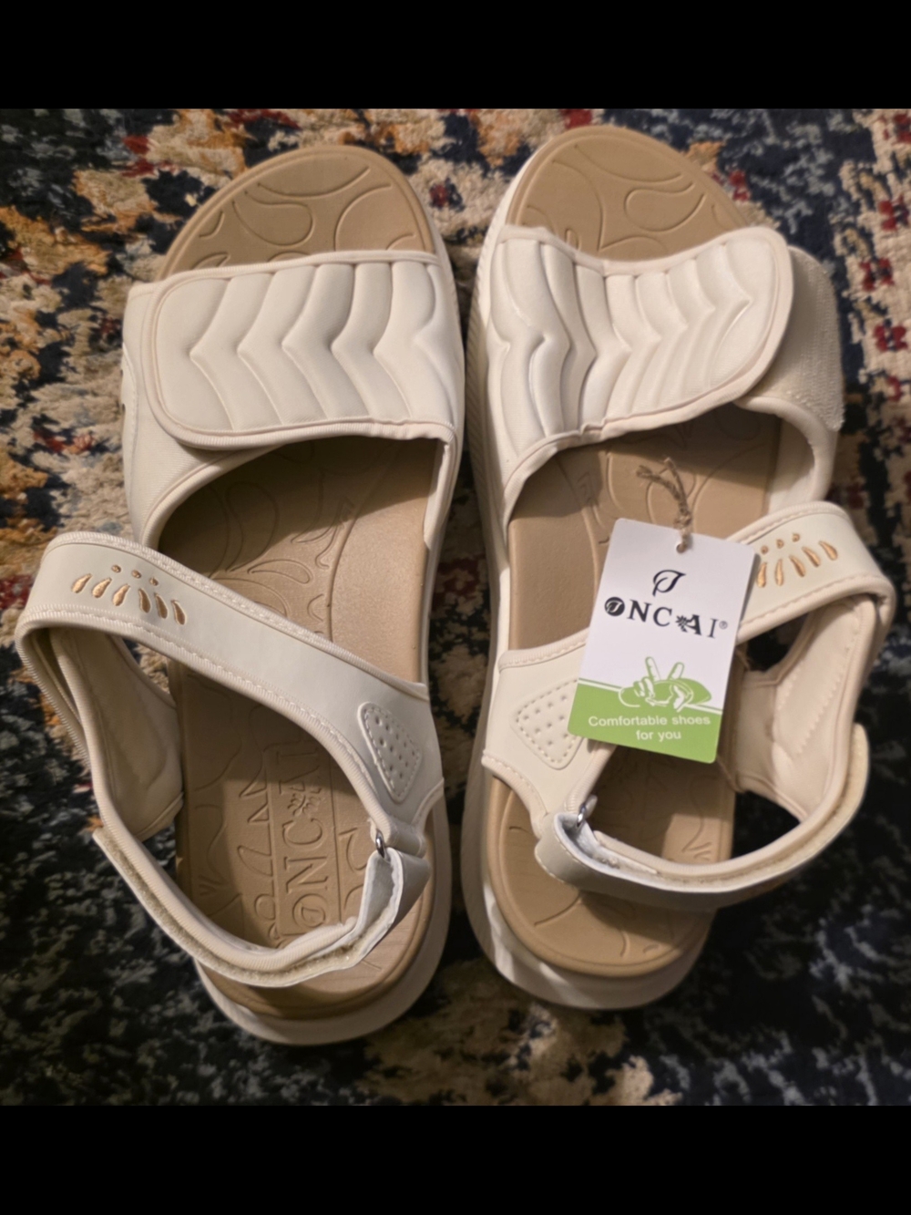Oncai Comfortable Women's Cream Slide Sandals